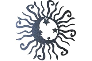 Riverside Designs Wacky Solar Moon Metal Wall Art Steel Outdoor Decor | Heavy-Duty and Waterproof | Made in USA (Black, 12L x 12W)