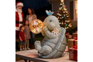 MININOVA Outdoor Garden Decorations Turtle Statues with Solar Light Resin Waterproof Figurines for Outside Yard Patio Mon Birthday Thanksgiving Day