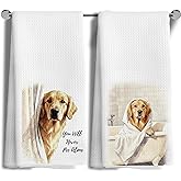 MANCUNCER Funny Golden Retriever Gifts for Women Men Bathroom Hand Towels Set of 2,Golden Retriever Dog Bathroom Kitchen Decor,Dog Mom Gifts for Women,(24x16Inch)