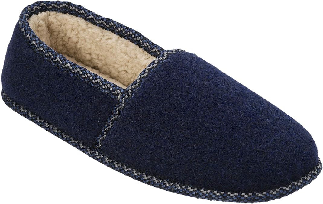 Dearfoams Men's Moccasin Slipper with SkidResistant