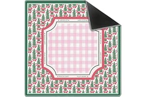 KRHFG Red Bow Christmas Tree Mahjong Mat 31.5" x 31.5", Pink Plaid Christmas Non-Slip Noise Reduction Mahjong Table Cover Accessories and Supplies for Dominoes Poker Card Board and Tile Games Gifts