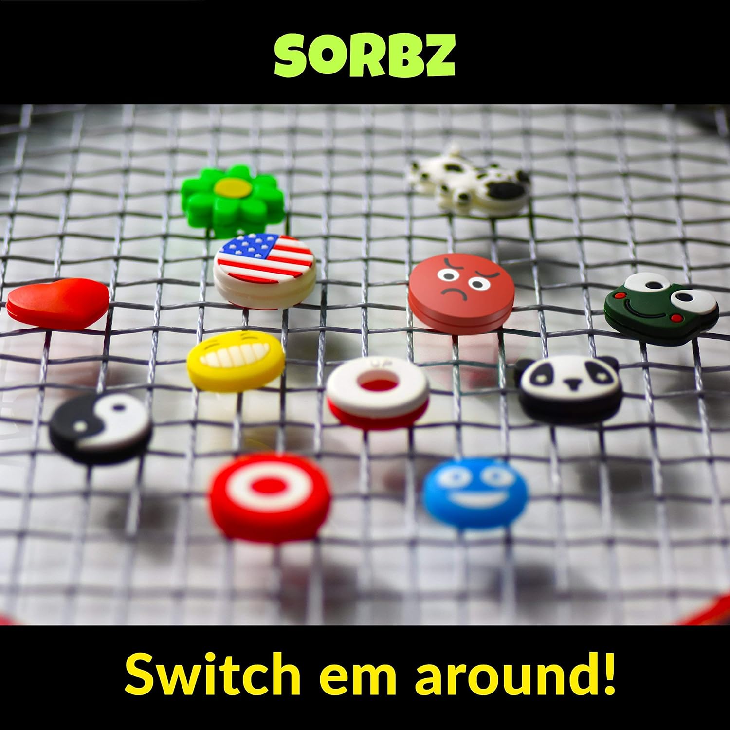 Sorbz Tennis Dampeners - Super 12 Pack - Have Fun and Personalize Your Racket with Shock Absorbers - Perfect Tennis Gift (Winners) : Sports & Outdoors