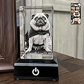 PD 3DPIXDANCE Dog Memorial Gifts for Pet Loss – Personalized Crystal Photo for Dogs & Cats, Custom Laser Etched Crystal (Small Portrait)