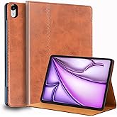 NANRUIL for Ipad Case Air 13-inch M3/M2 2025/2024(Model:A3268/A3269/A2898/A2899) Genuine Leather Cover Protective Shell,Auto Wake/Sleep.Brown