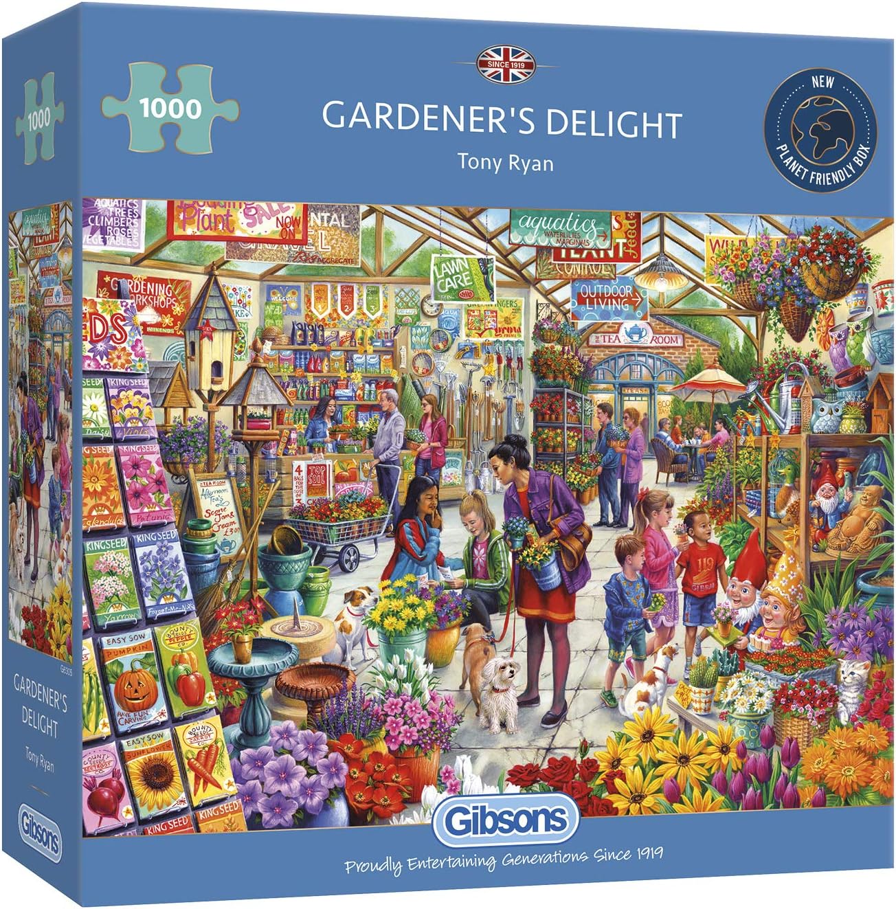 Gibsons Gardener’s Delight 1000 Piece Jigsaw Puzzle for Adults, Garden Centre Scene Artwork by Tony Ryan