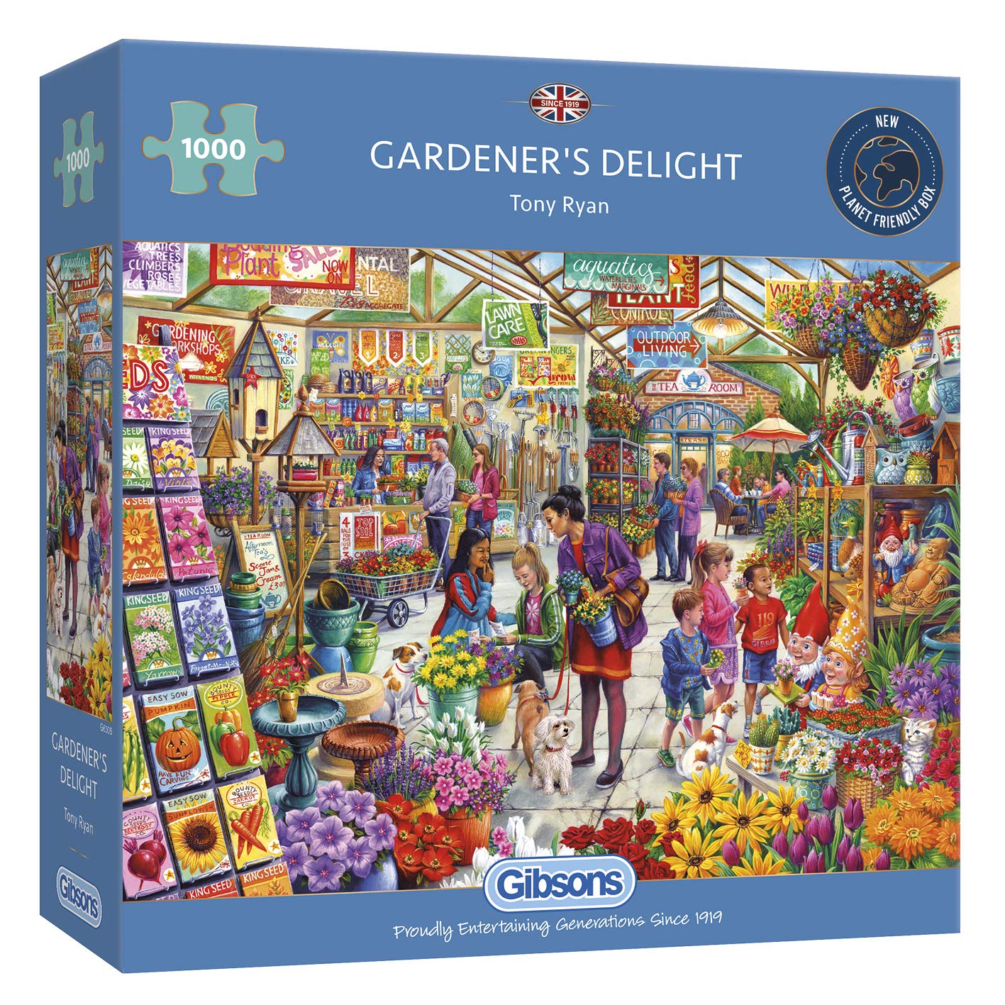 Gibsons Gardener’s Delight 1000 Piece Jigsaw Puzzle for Adults – Garden Centre Scene Artwork by Tony Ryan – Premium Sustainable Puzzle Made in the UK/EU – Great Gift Idea