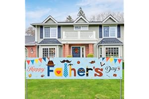 CHIAZLLTA Father's Day Party Banner Sign Outdoor Happy Fathers Day Decoration Yard Lawn Fence Banner Father's Day Supplies Favor for Home Party