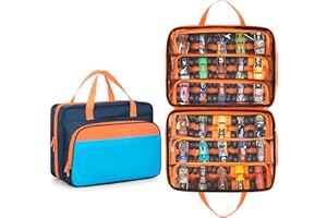 CURMIO Carrying Case Compatible with Monster Jam Trucks, Portable 1:64 Scale Monster Truck Bag Holding Up to 34 Toy Cars for 