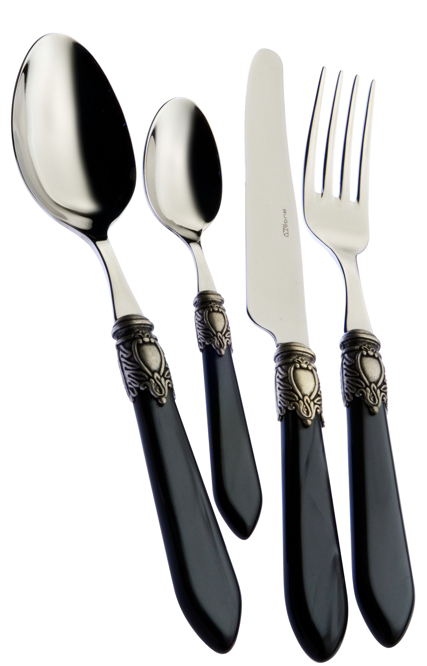 Bugatti - "Oxford Servizio posate 24 pz. Colore Nero/Madreperla