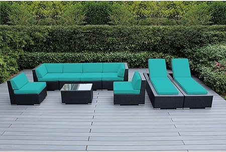 Amazon Com Ohana 9 Piece Outdoor Patio Furniture Sectional Sofa