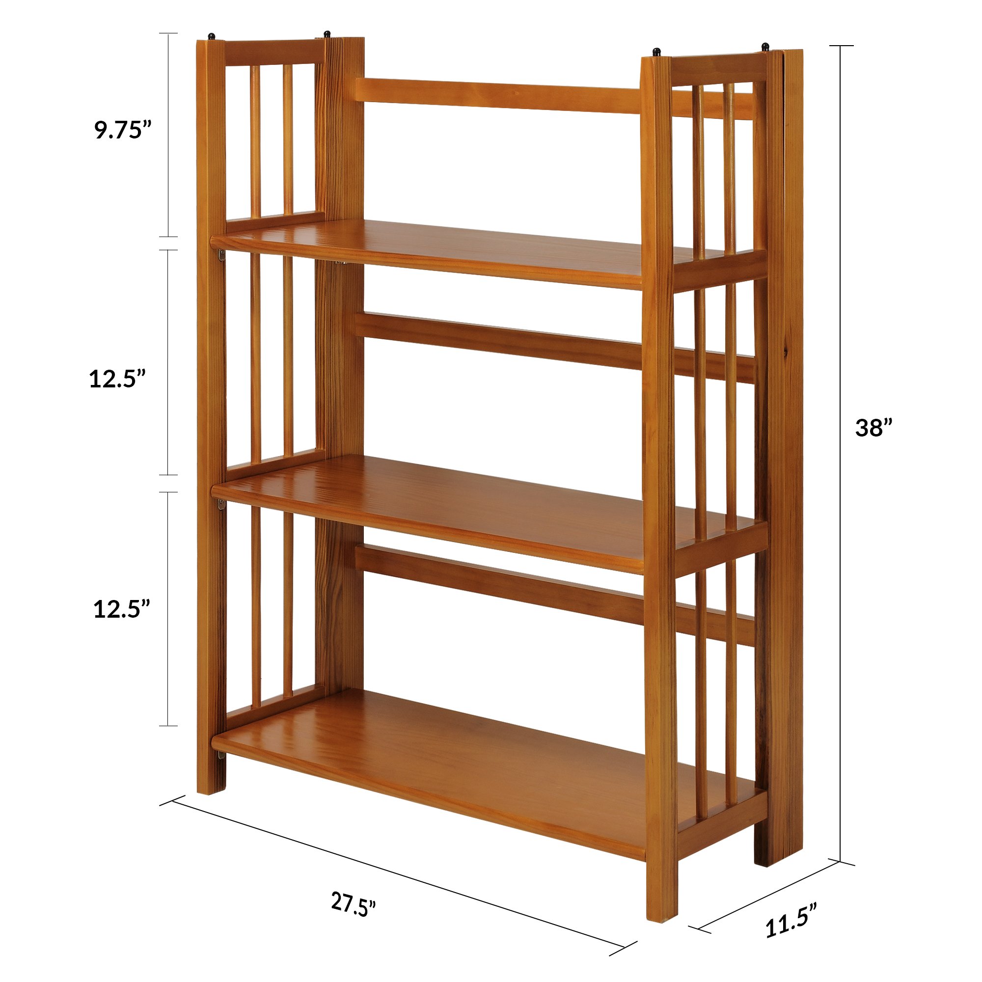 Casual Home 3Shelf Folding Stackable Bookcase (27.5" Wide)Honey Oak