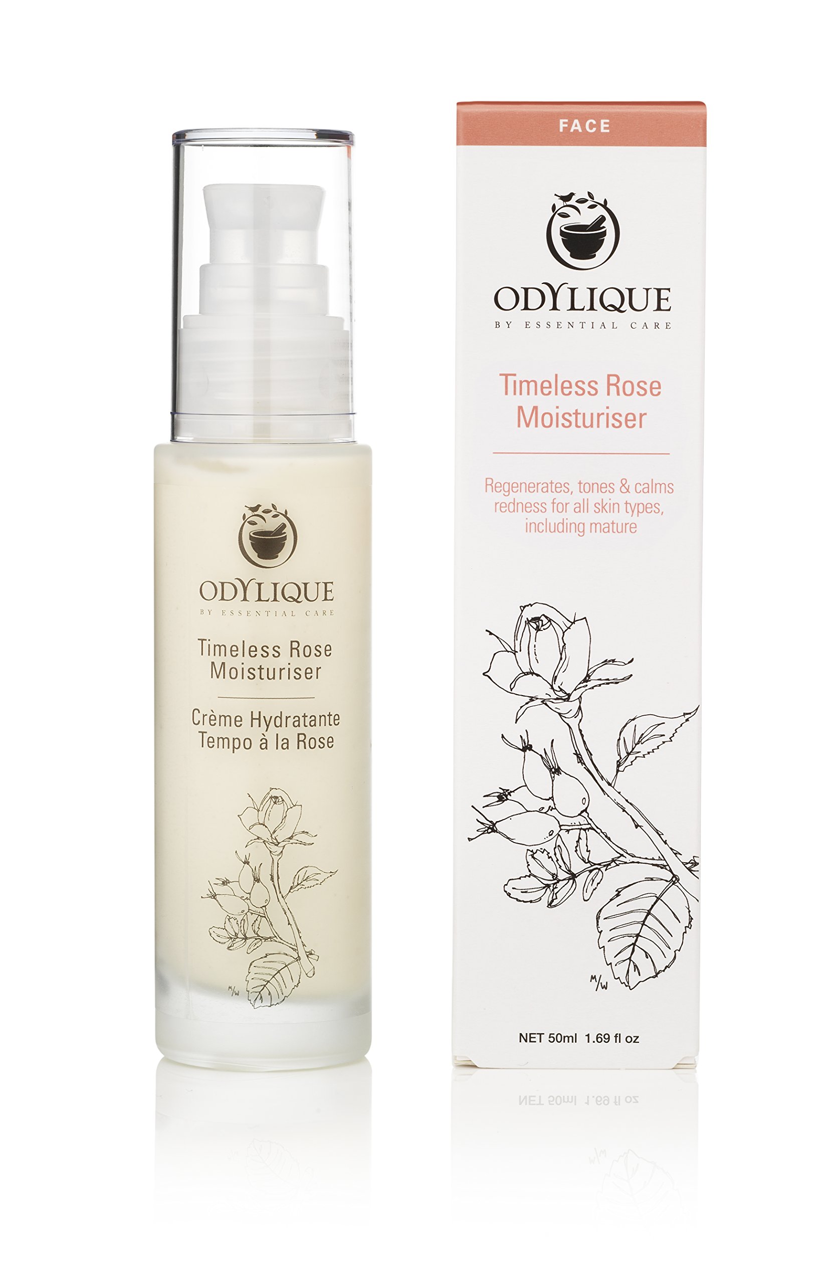 Odylique Timeless Rose Moisturiser 50ml | 100% Natural & Vegan | Soothing Face Cream with Rose Water & Rosehip Ideal for Sensitive Skin