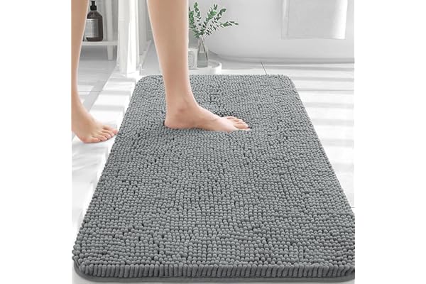 OLANLY Chenille Bath Mat 20" x 30", Extra Soft Absorbent Plush Bathroom Mat, Rubber Backing Quick Dry, Machine Washable Bath