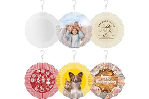 Printers Jack 6 Pack 10 Inch Sublimation Wind Spinner Blanks, 3D Aluminum Wind Powered Kinetic Sculpture, Spinner Suspension Trim for Yards & Gardens (Round)