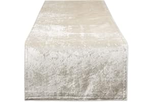 DII Velvet Collection Tabletop, Table Runner, 14x72, Cream