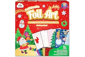 ZMLM Christmas Crafts Games for Kids - Foil Arts Fun Christmas Cards - No Mess Foil Art Creative Activity Kits - Christmas Toys Gifts for 4 5 6 7 8 9 10 Girls Boys - with Envelopes and Stickers