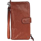 VILENCA HOLLAND Genuine Leather Wallets for Women, Small Wallet for Ladies Zipper Coin Purse Credit Card Holder with detachable wristlet (Tan)