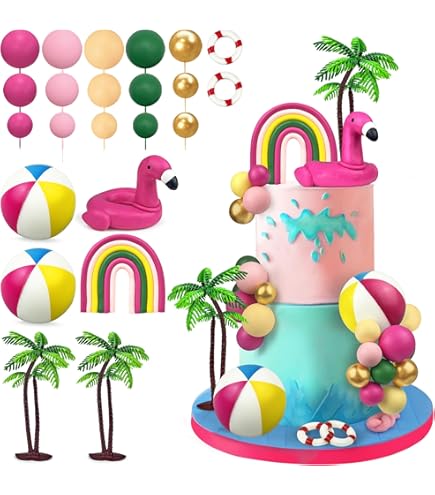 Hawaiian 5th Birthday Party Supplies - 8 Piece Giant Foil Balloon Set With Flamingo & Pineapple