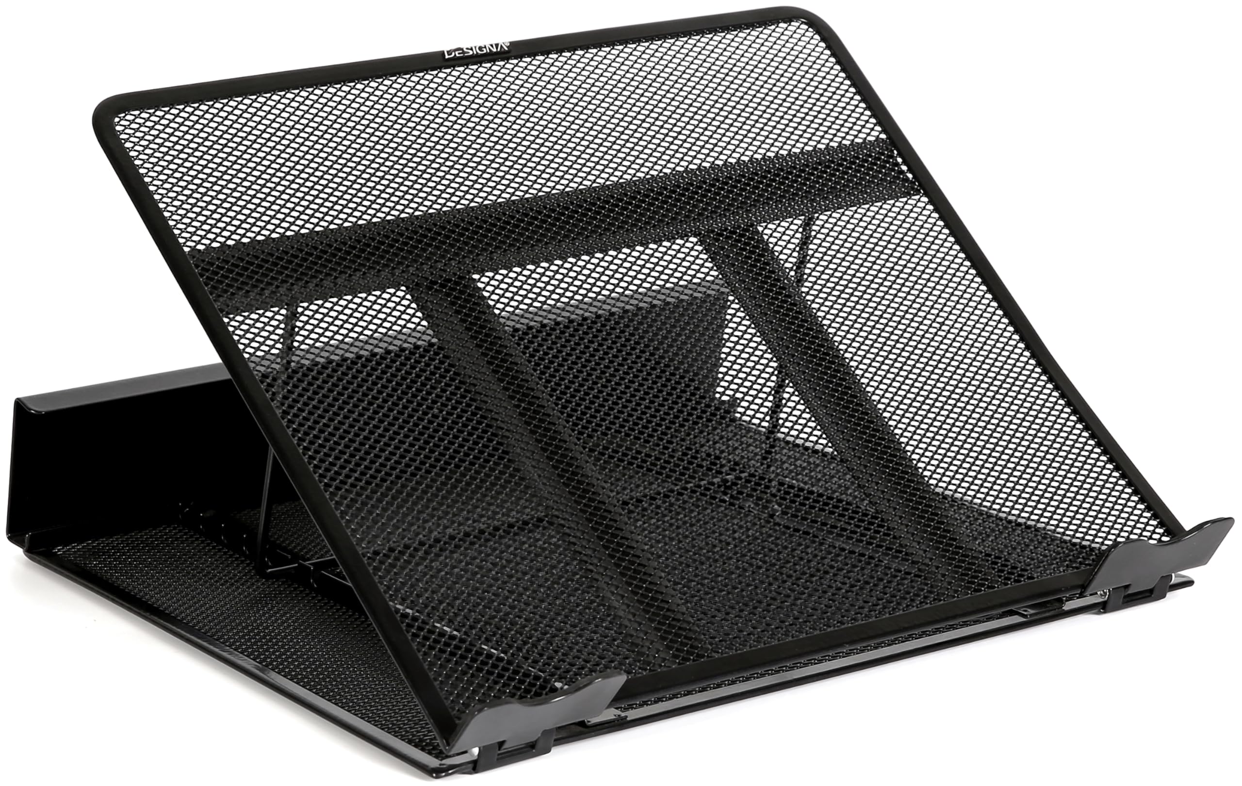 Photo 1 of DESIGNA Metal Mesh Ventilated Adjustable Laptop Stands Computer Notebook Holder Stand Riser Compatible with Apple MacBook Air Pro Dell XPS HP Samsung Lenovo More Laptops up to 19"- Black