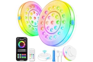 PURHEME Pool Light, Rechargeable Smart Magnetic Underwater Floating Lights with Remote Control & APP, 4000mAh 300+ Dimmable IP68 Waterproof Light for Above/In Ground Swimming Pools, Ponds, Bathtubs, Party