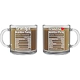 CBTwear Grandpa & Grandma Nutrition Facts Mugs - Grandparents Gift Set - 13oz Glass Coffee Mug Couples Sets - Funny His and Her Gifts - Husband and Wife Or Nana and Papa Anniversary Presents