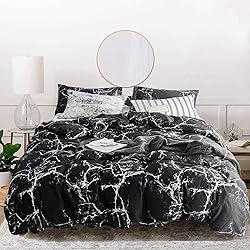 Houseri Black Marble Comforter Set Queen Size, All