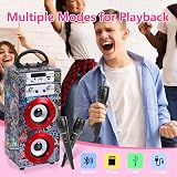 Dynasonic Karaoke Machine 2 Microphones Portable Bluetooth Speaker Lights USB SD view 2