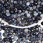 LEGENTLISUR Glass Round Beads Bulk Colorful Crackle Faceted Beads for Bracelets Necklace Earring DIY Jewelry Making Craft(Black Series)