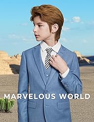 Marvelous World Boys Suits Blue Gray Slim Fit Size