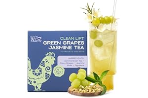 Tea Facto Green Goddess* Jasmine Green Tea with Dried Grapes and Gardenia - Clean Caffeine, Natural Fiber, Zero Added Sugar - 10 Count