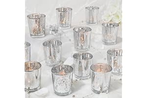 UPBUD Votive Candle Holders Set of 24, Speckled Mercury Silver Candle Holders for Wedding Centerpiece Table Decorations, Tealight Candle Holder for Party Bridal Shower Decor, Home Decor