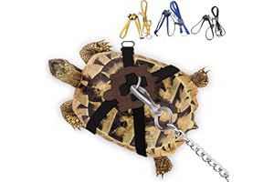 HOKABLE Pet Turtle Leather Harness & Leash - Adjustable Control for Tortoises (S, Black)