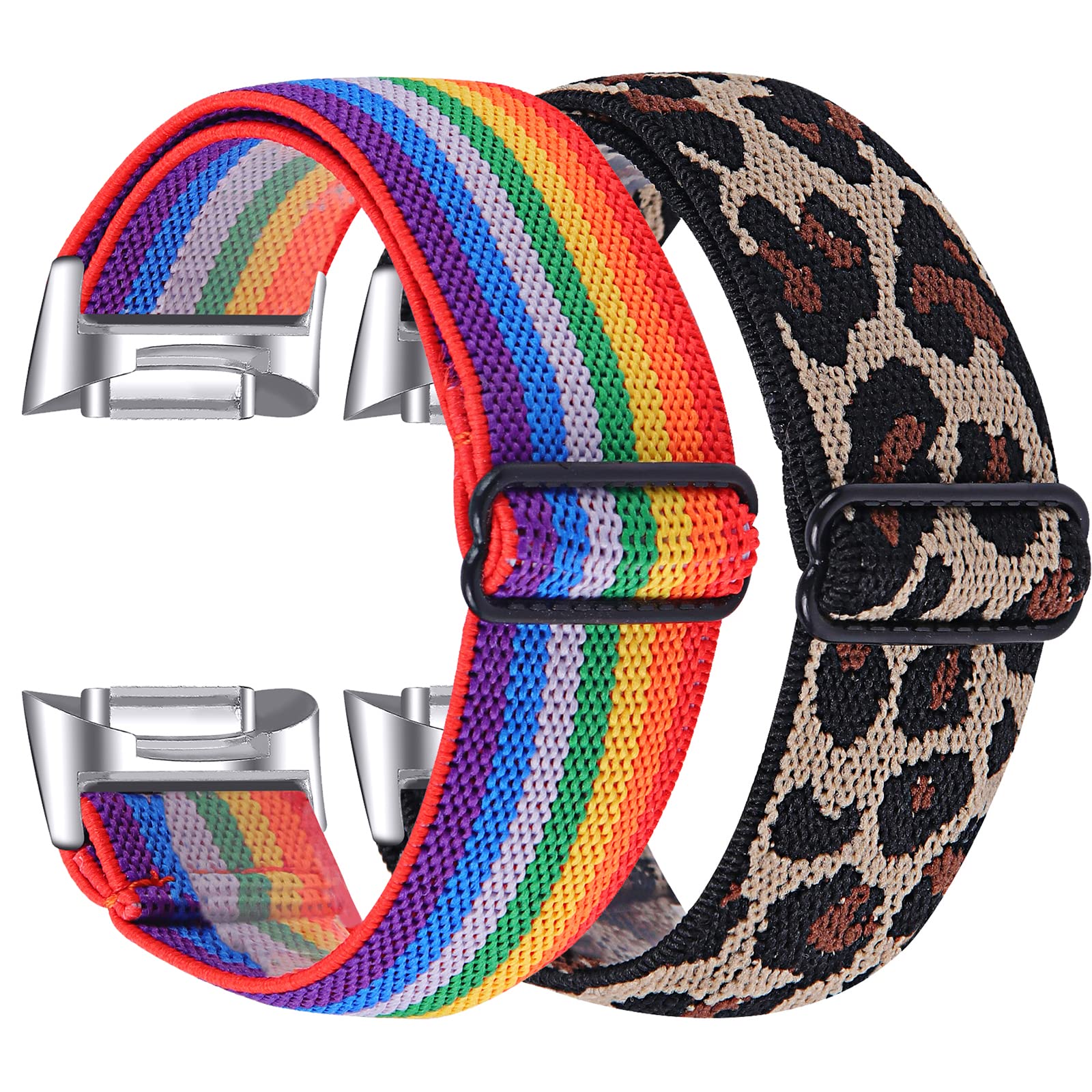 Gimuk Compatible with Fitbit Charge 5 Strap for Women Men, Soft Nylon Woven Stretchy Adjustable Elastic Replacement Sport Strap Wristband for Fitbit Charge 5 Small Large (C5WF690AA/R)