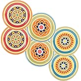 Bico Tunisian Pattern Appetizer Plates Set of 6, 6 Inch Small Ceramic Dessert Plates for Snacks, Salad, Tablescape, Microwave and Dishwasher Safe, Gift for Housewarming and Thanksgiving