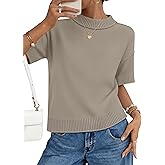 ZESICA Women's Casual Short Sleeve Sweaters 2026 Summer Oversized Crewneck Soft Knit Cropped Tops Trendy Outfits