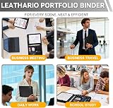 Leathario A4 Portfolio Folder 4-Ring Binder Notepad 10 Sheet Protectors view 7