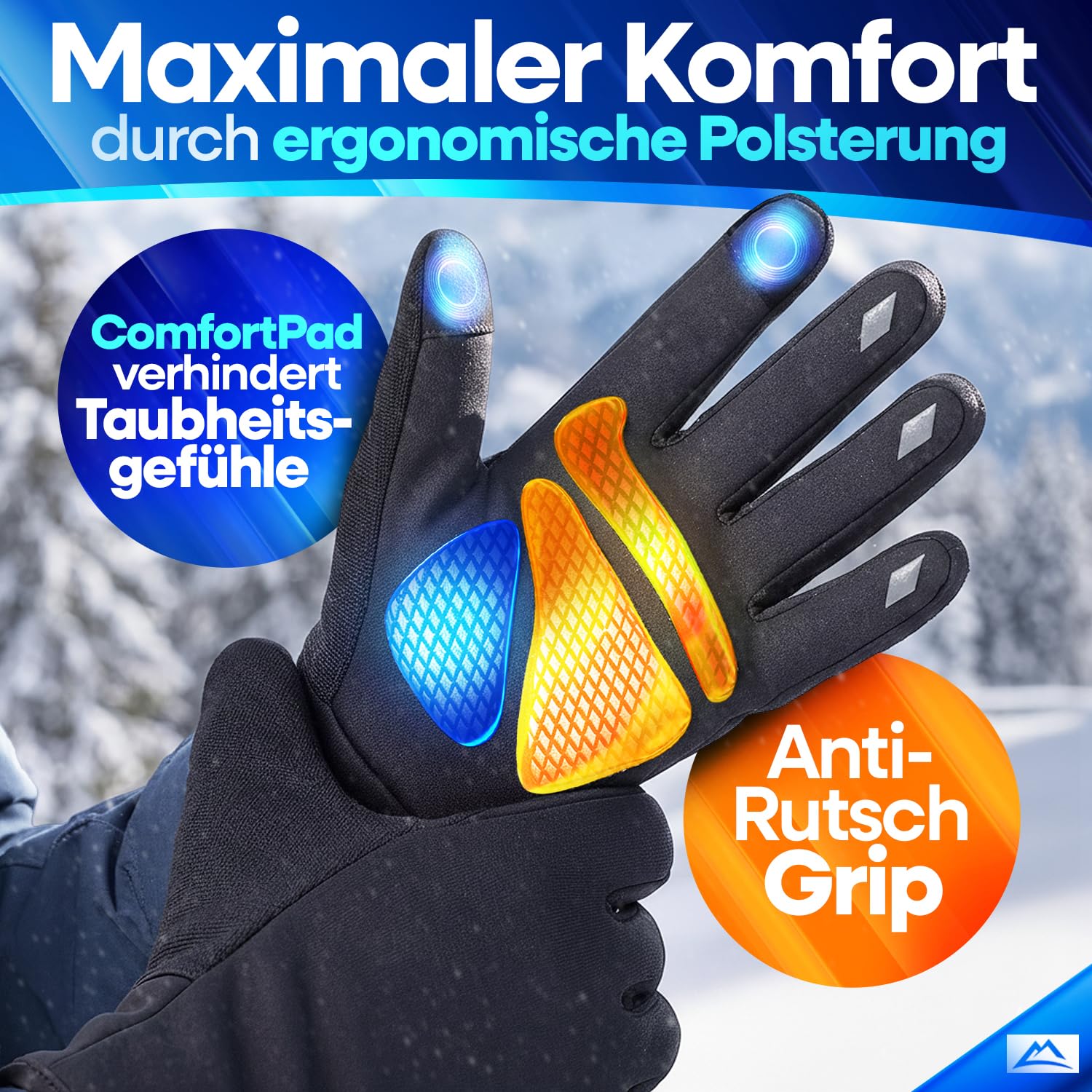 Nextcover® Winter Fahrradhandschuhe Herren & Damen mit ThermoShield 2.0 I Unisex Winterhandschuhe Fahrrad in Größe S-XXL I Warme & wasserdichte Thermo Fahrrad Handschuhe Winter wasserdicht 3