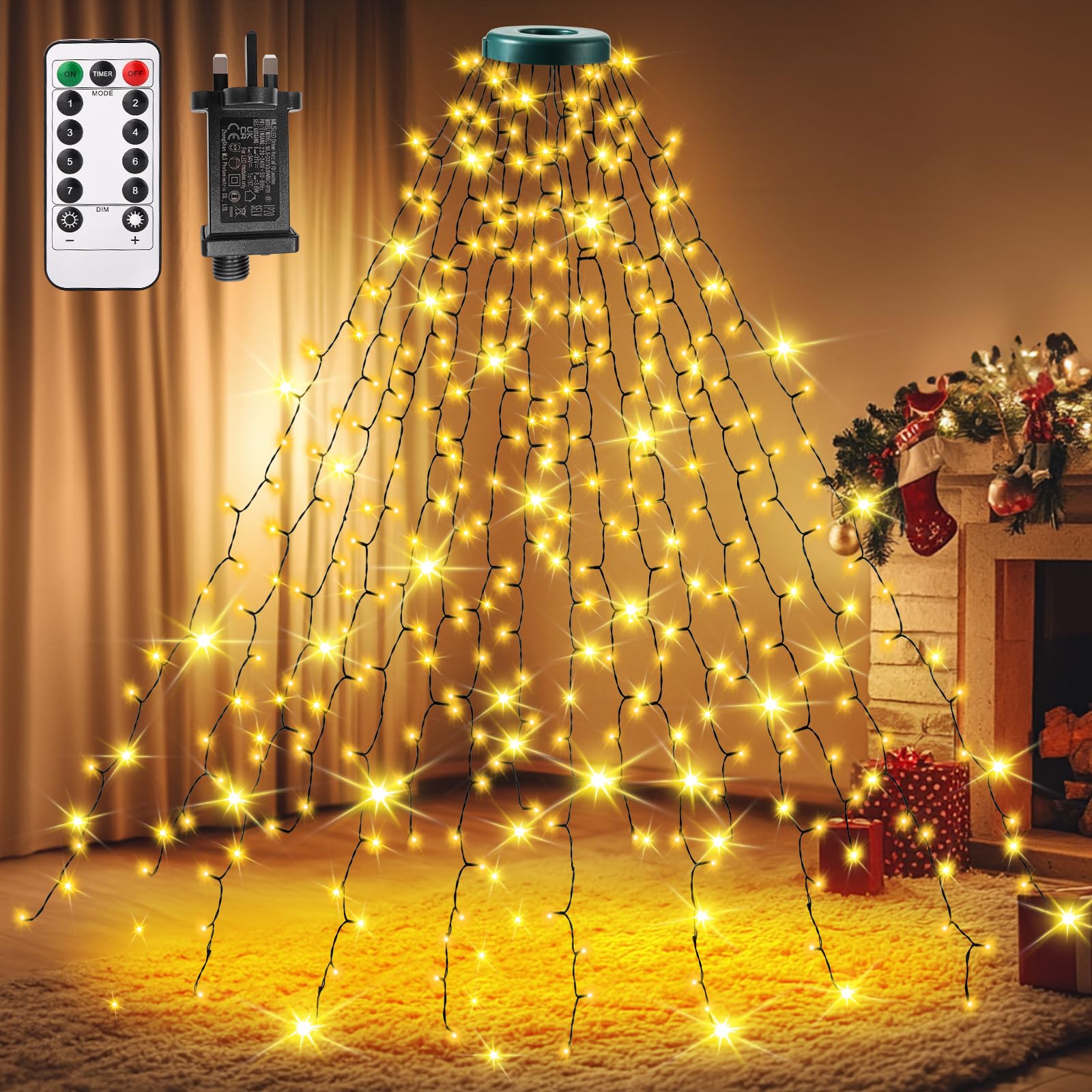 Auriostar Christmas Tree Lights Indoor - 400 LEDs 2.5mX16 Strands Outdoor Christmas Lights with 8 Modes/Remote/Timer, Waterproof Xmas Fairy Lights Easy to Install for 1-2.5M Christmas Tree Decorations