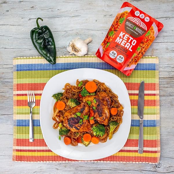 MIRACLE NOODLE READY TO EAT ADOBO PASTA, 9.2 OZ (PACK OF 6), PLANT BASED SHIRATAKI KONJAC NOODLES, 40 CALORIES, 6G NET CARBS PER SERVING, KETO, GLUTEN-FREE