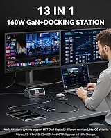 MOKiN USB C Docking Station Dual Monitor 13 in 1 160W GaN 4K HDMI view 2