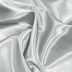 NSGZ Silver Grey Satin Fabric by The Yard, 10 Yards