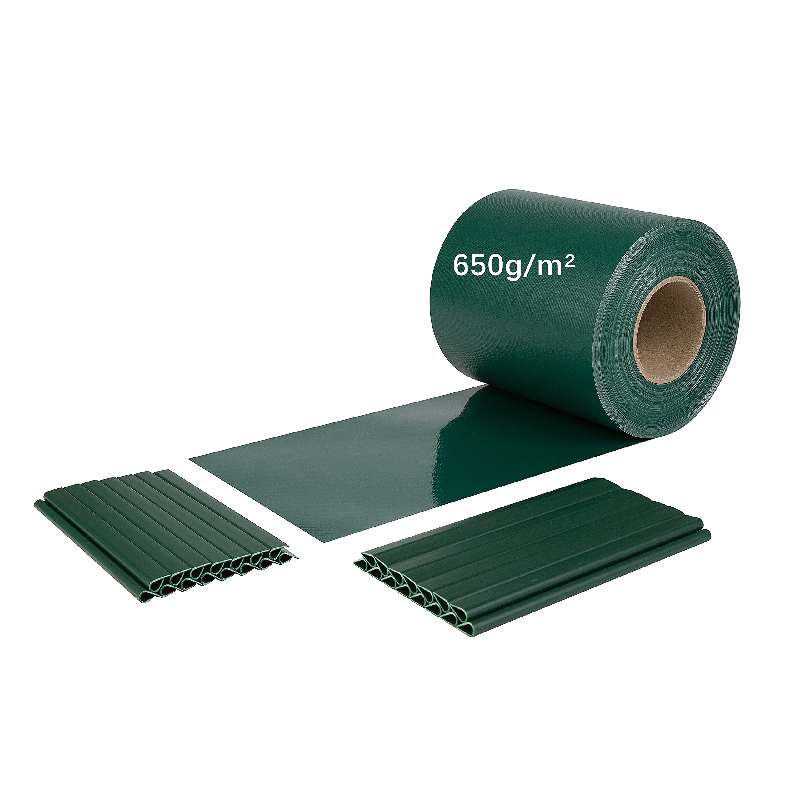 iFence 650 g/m² Privacy Screen Strips 35 m x 19 cm, 24 Clips - (35 m, Green)