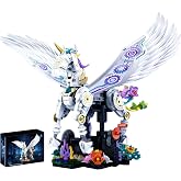 Magical Unicorn Flower Building Set with Bouquet Display, Mechanical Linkage Animal Figures Kit Compatible with Lego Unicorn for Adults, Home Office Decor,Gift for Animal Lovers