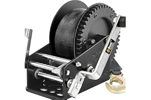 Bravex Boat Trailer Winch 3500lbs with 33ft Strap, Heavy Duty Hook Portable Hand Winch, Two Way Ratchet Manual Winch for SUV 