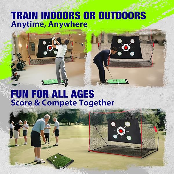 10X7 FT GOLF NET WITH 2-IN-1 REPLACEABLE NON-SLIP GOLF HITTING MAT