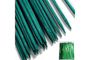 MAOPOTOUFU 50 PCS 18" Plant Sticks Support,Green Bamboo Sticks,Garden Wood Plant Stakes,Floral/Orchid/Tomato Wooden Stakes Plant Support Stakes Wooden,Wooden Sign Posting Garden Sticks