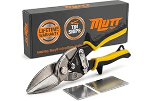 Mutt Tools 10" Heavy Duty Metal Cutting Shears - Professional Tin Snips for Sheet Metal, Stainless Steel & Aluminum - Straigh