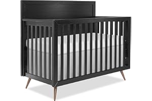 Evolur Stilnovo Mid Century 4-in-1 Convertible Crib, in Onyx Black