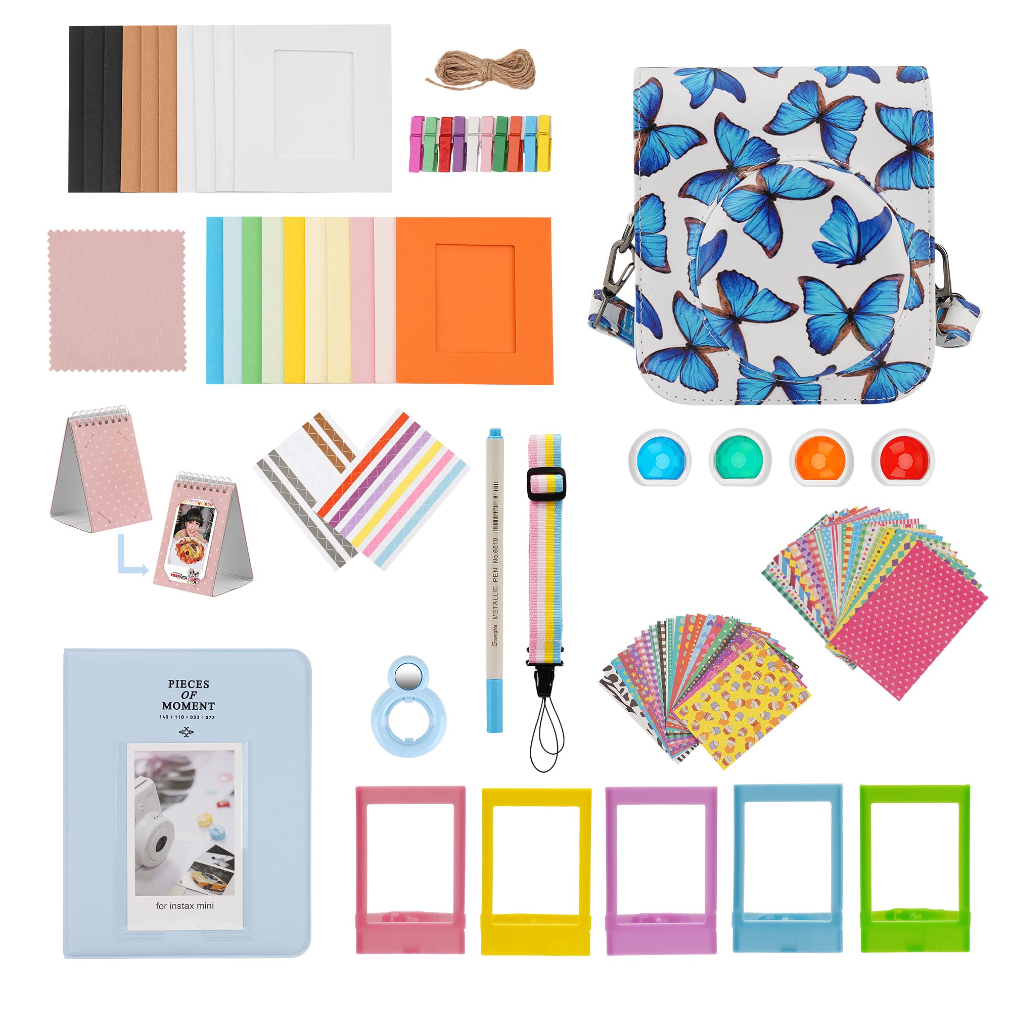 ZUIKAKU15 in 1 Mini 12 Accessories Compatible with Fujifilm Instax Mini 12 Instant Film Camera (Blue butterfly)
