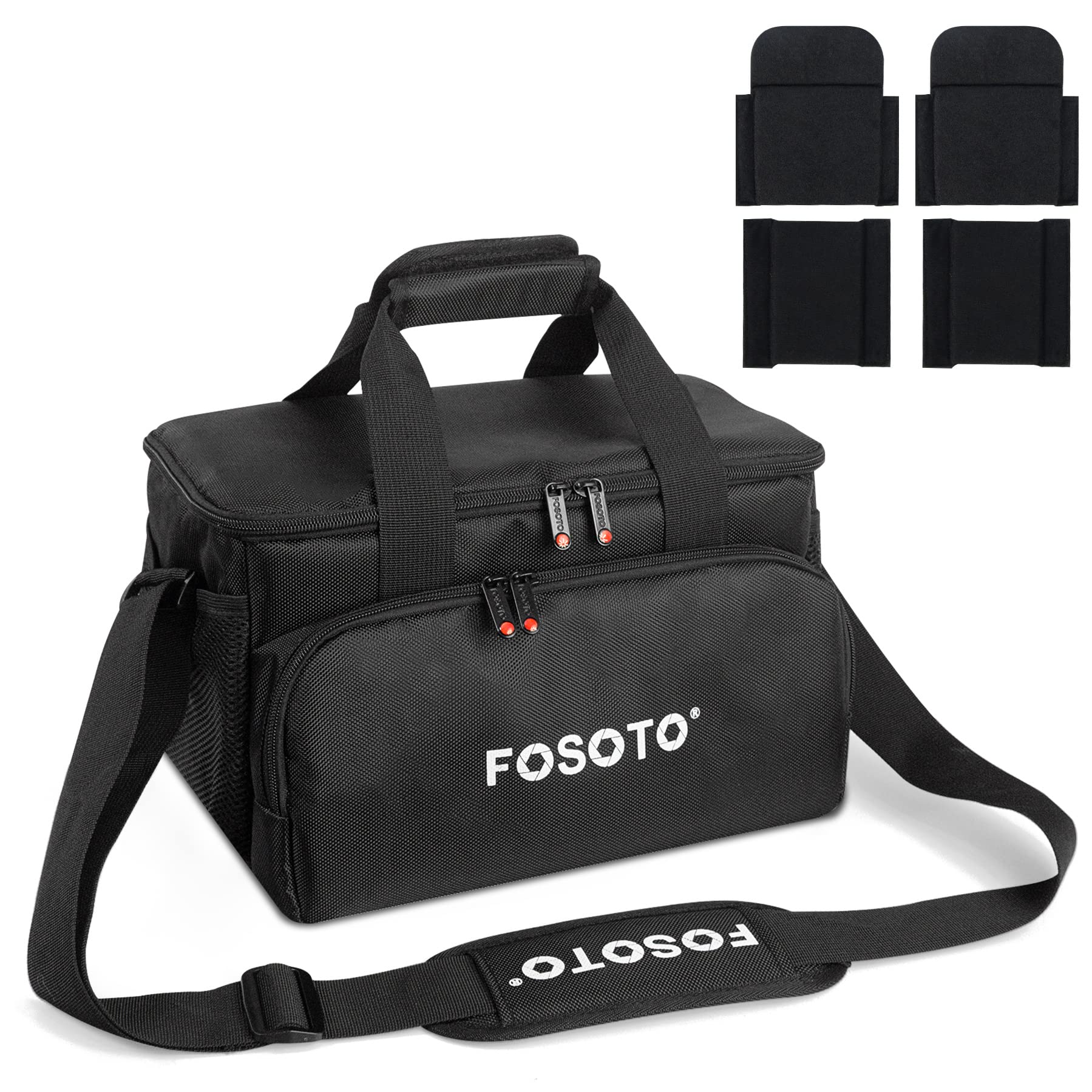 FOSOTO Large Camera Shoulder Bag Camcorder Case Video Camera Gadget Bag Protective Camera Bag with Padded Dividers Compatible for Canon, Nikon, Sony DSLR SLR Lens and Accessories